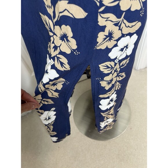 HAWAIIAN RESERVE COLLECTION Long Dress Hibiscus Floral Palm Leaves S Vintage Zip - Picture 8 of 10